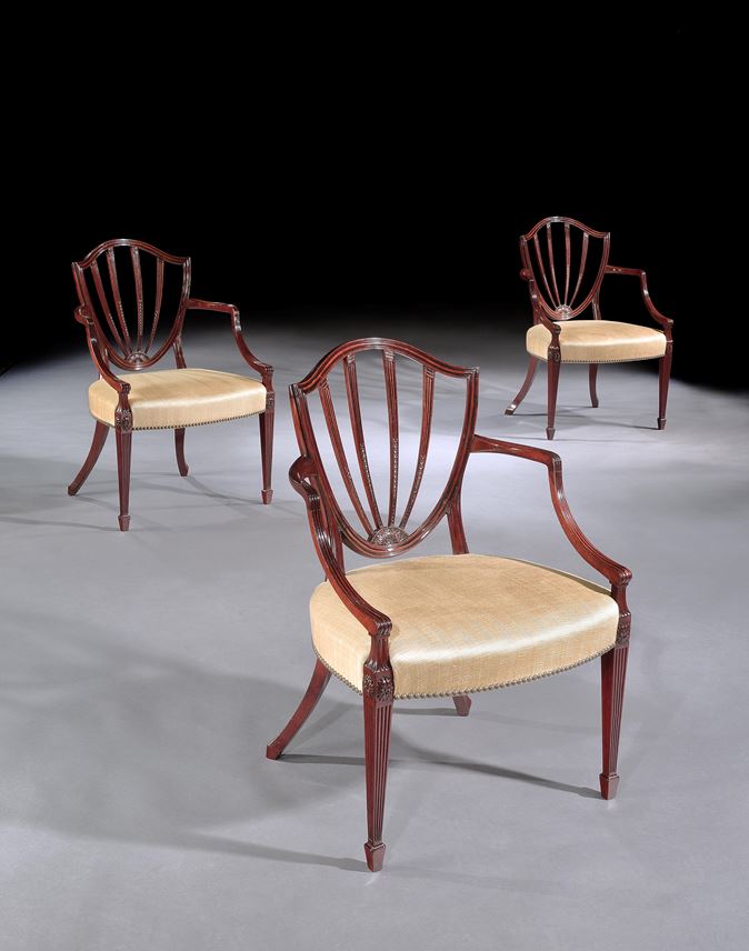 A SET OF SIX GEORGE III MAHOGANY OPEN ARMCHAIRS ATTRIBUTED TO GILLOWS | MasterArt
